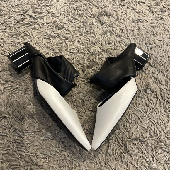 Proenza Schouler Twist Knotted Pointy Toe Slip On Leather Block Heel Mules 38.5 - Picture 6 of 16